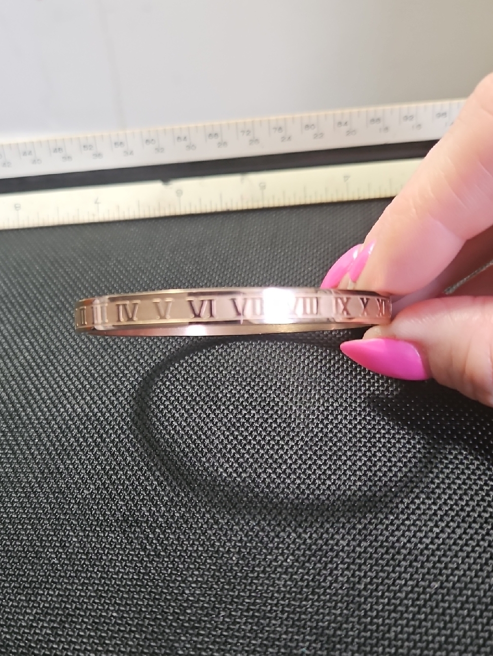 Roman Numeral Rose Gold Bangle Bracelet - Unbranded